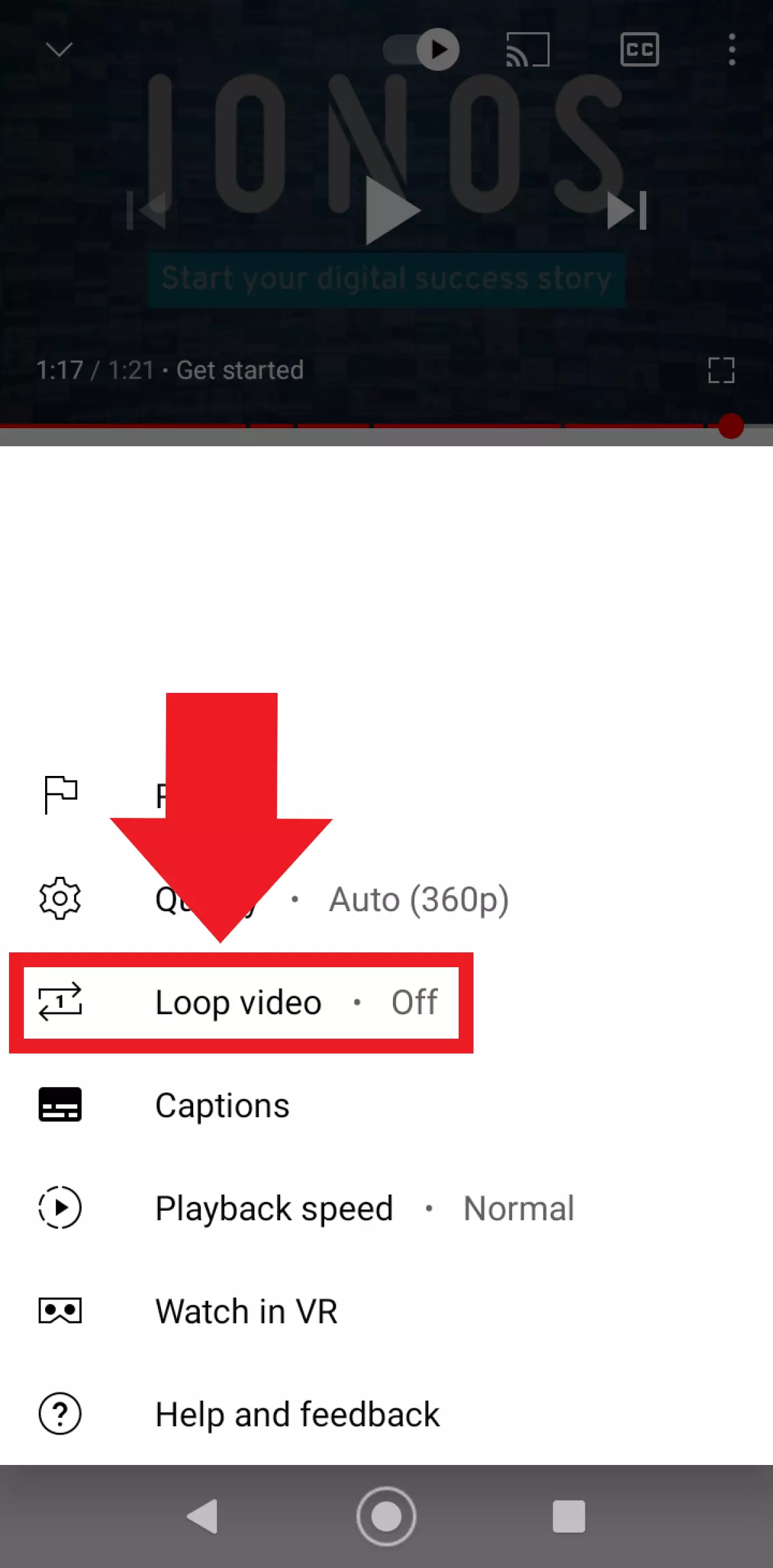 Image: The Loop video setting in Settings