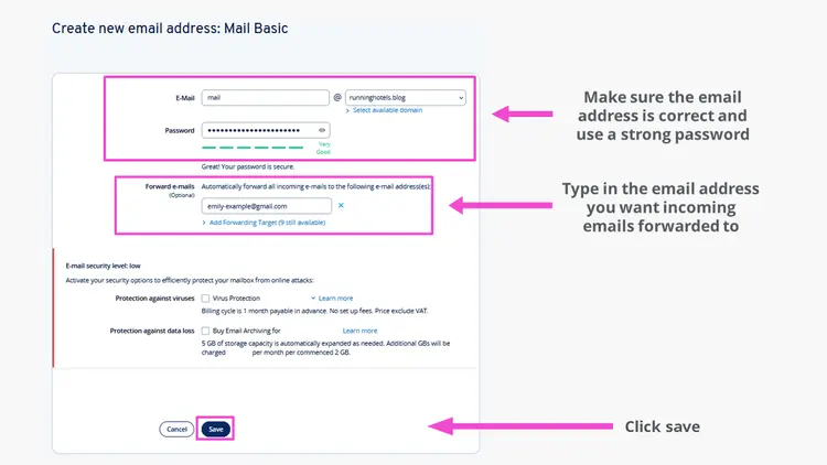 Setting up the Mail Basic email account Setting up the Mail Basic email account