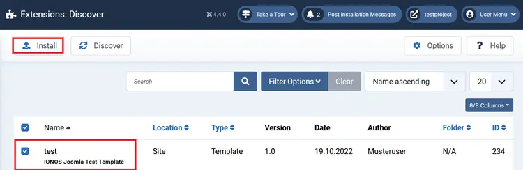 Extensions > Check menu in the Joomla backend Extensions > Check menu in the Joomla backend