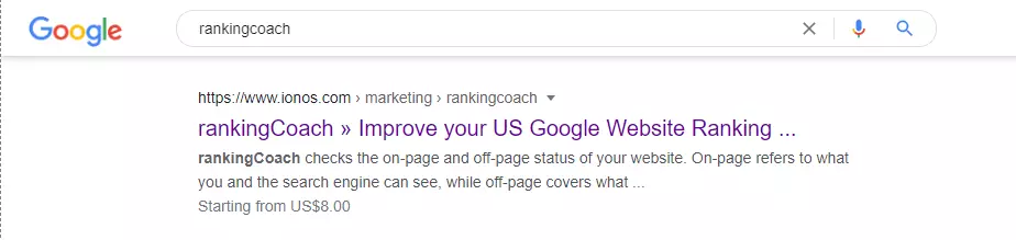 Image: Example SERPs for the query "rankingcoach"