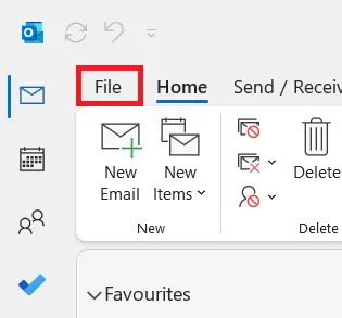 Image: Outlook menu