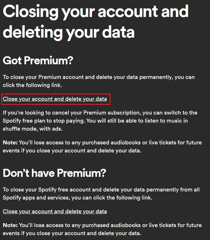 Image: Delete Spotify account: Close account and delete all data