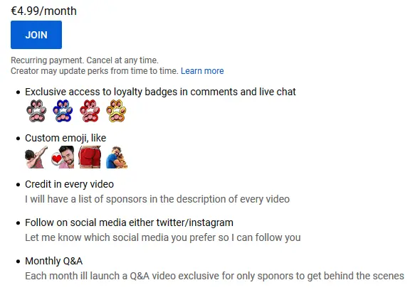 Example of what a YouTube sponsor could receive Example of what a YouTube sponsor could receive