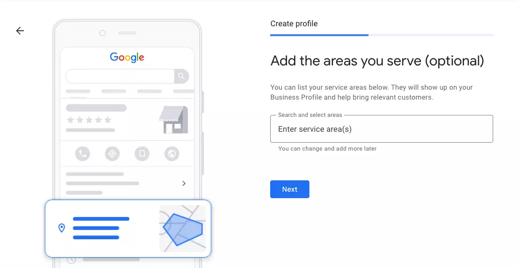 Image: Register Google My Business: Add areas you serve