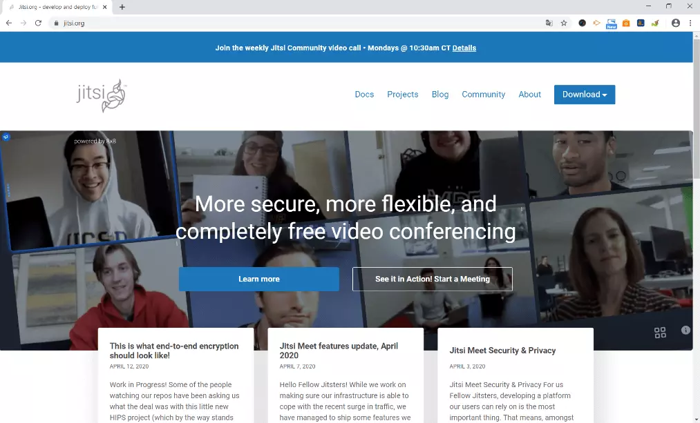 Image: Video telephony provider Jitsi Meet’s website.