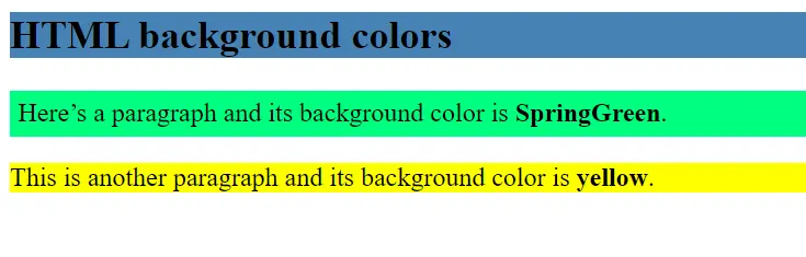HTML colors: Background example Image: HTML colors: Background example