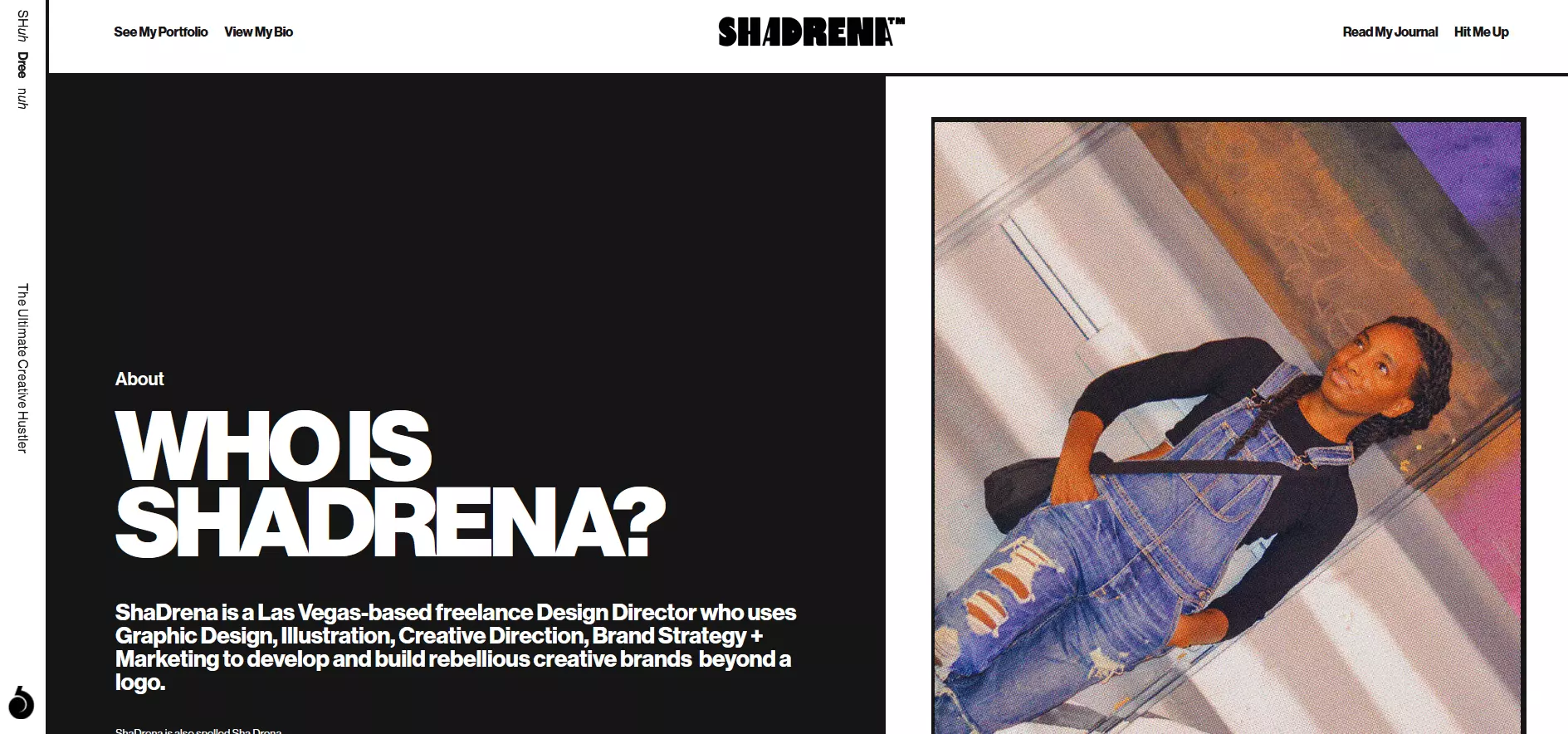 Image: Designer ShaDrena Simon’s “About me” page