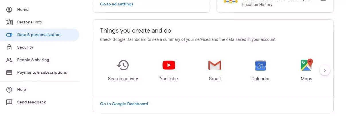 Image: Menu for selecting Gmail as a service