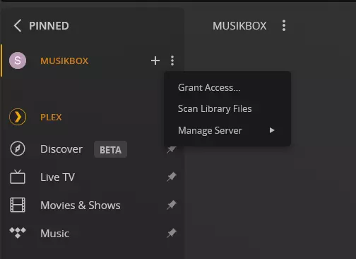 Path to manage the Plex server and change settings Path to manage the Plex server and change settings