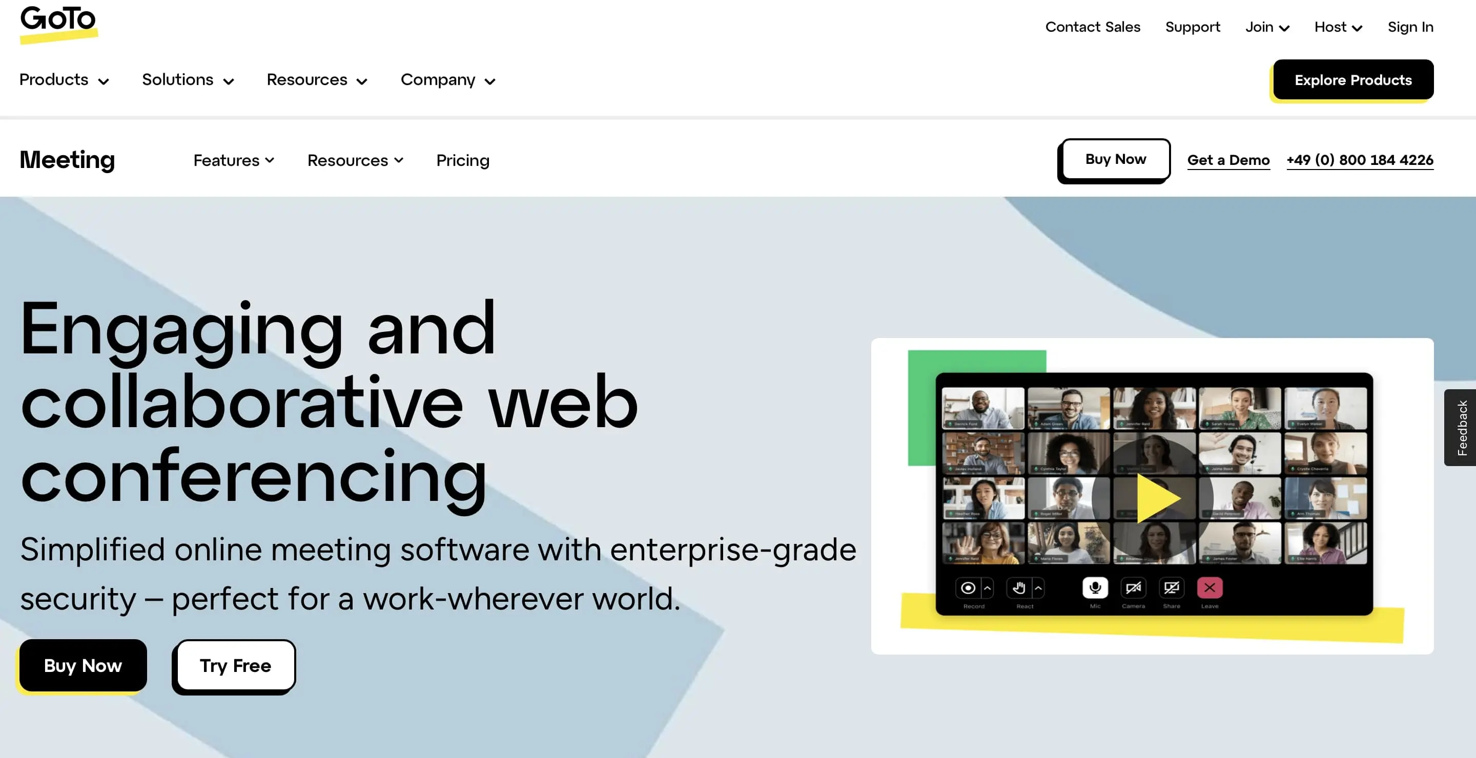 Image: Screenshot of the GoTo Meeting website