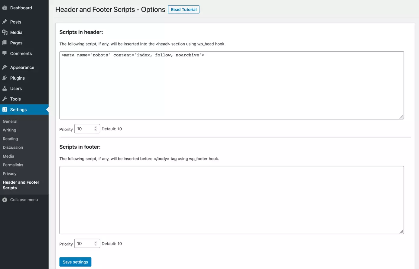 Image: Insert robots meta tag in HTML head