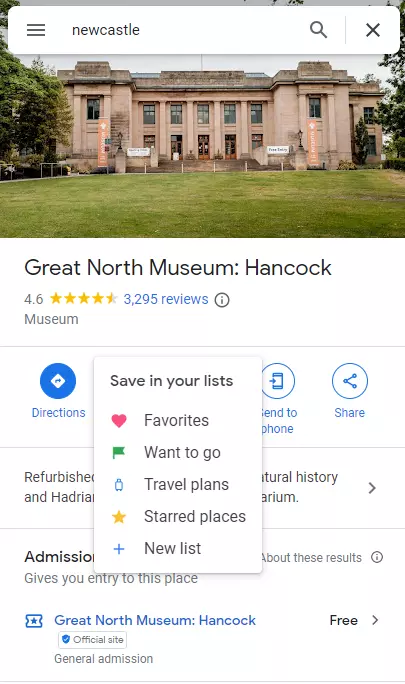 Screenshot of save function in Google Maps Screenshot of save function in Google Maps