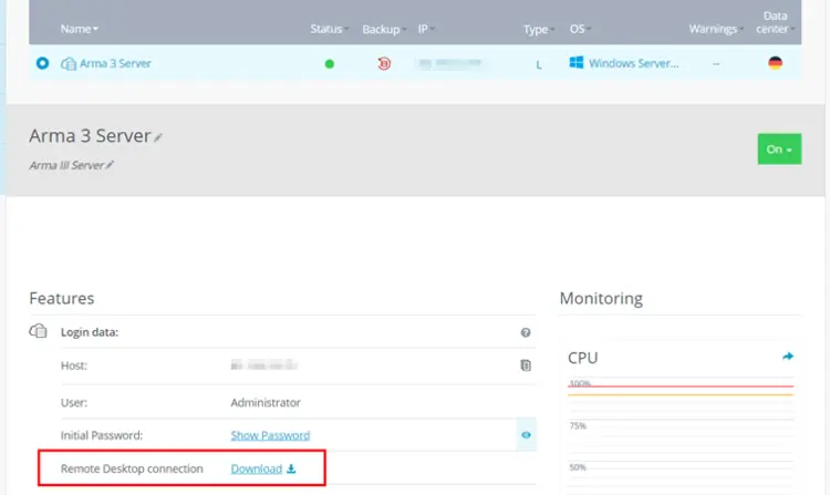 IONOS Cloud Panel: Overview of server access data IONOS Cloud Panel: Overview of server access data