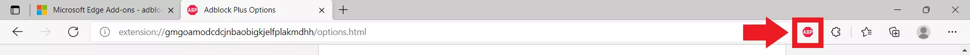 Image: Adblock Plus icon in the browser menu bar