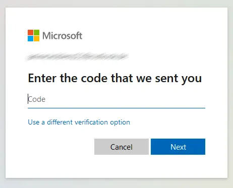 Image: Skype: Enter code and then click &ldquo;Next&rdquo;