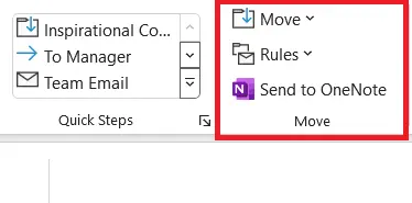 Image: Outlook menu: Start tab