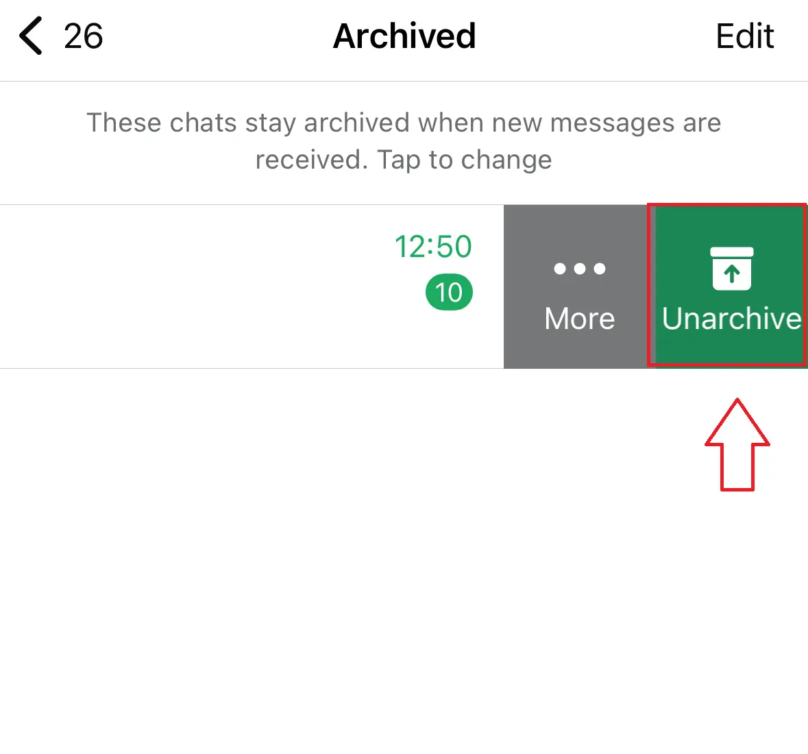 Phone screenshot showing the “Unarchive” option of an archived WhatsApp chat Image: Phone screenshot showing the “Unarchive” option of an archived WhatsApp chat