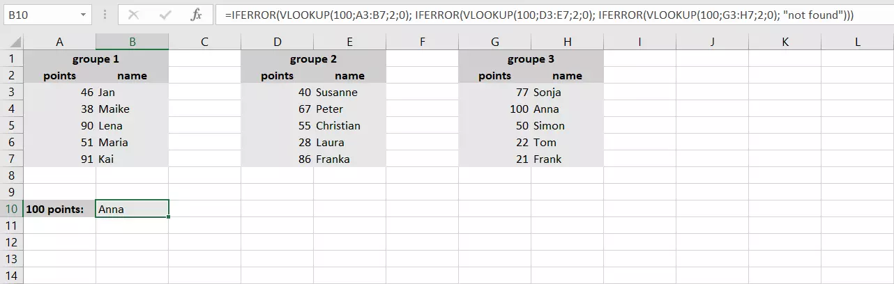 Image: Combining multiple VLOOKUP functions using IFERROR