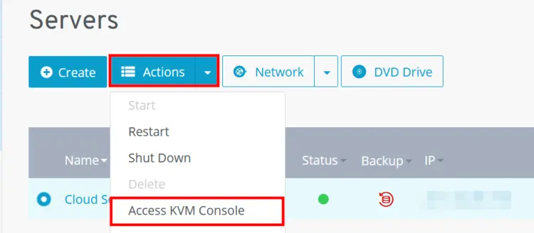 Access the KVM Console in your IONOS customer account Access the KVM Console in your IONOS customer account
