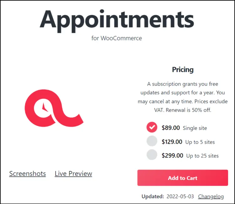 The website of the WooCommerce Appointments plugin The website of the WooCommerce Appointments plugin