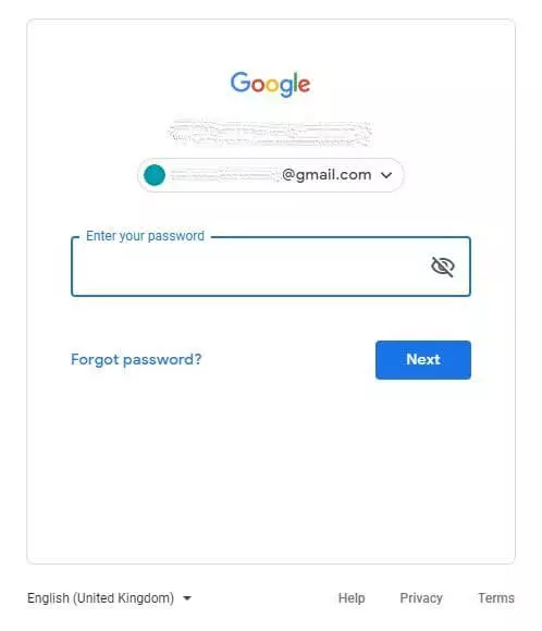 Image: Google login page