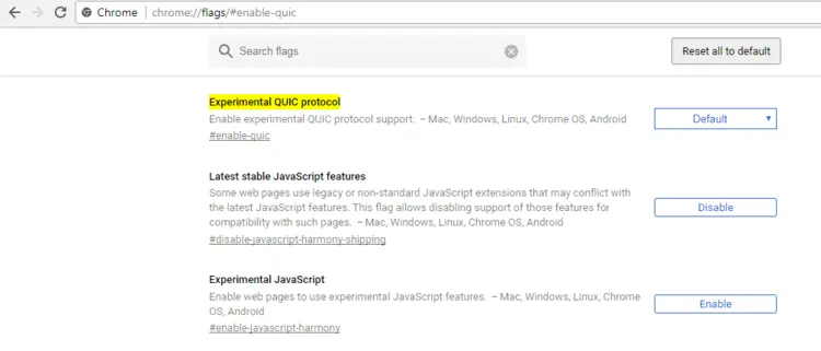 Google Chrome: Flag menu Google Chrome: Flag menu