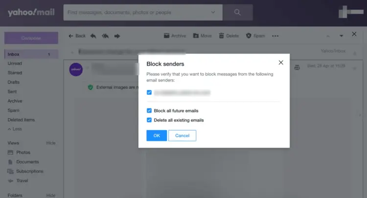 Yahoo! email blocking options Yahoo! email blocking options