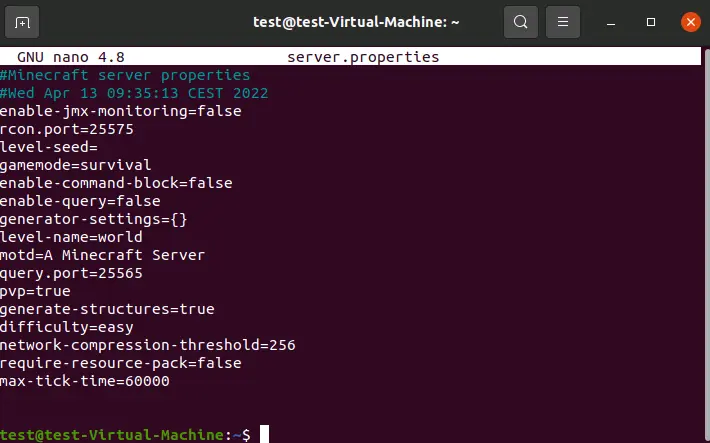 Minecraft Server (Linux): Default configuration in server.properties Minecraft Server (Linux): Default configuration in server.properties