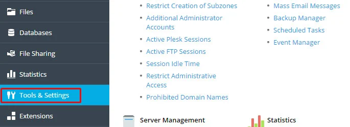 Plesk - Tools & Settings Plesk - Tools & Settings