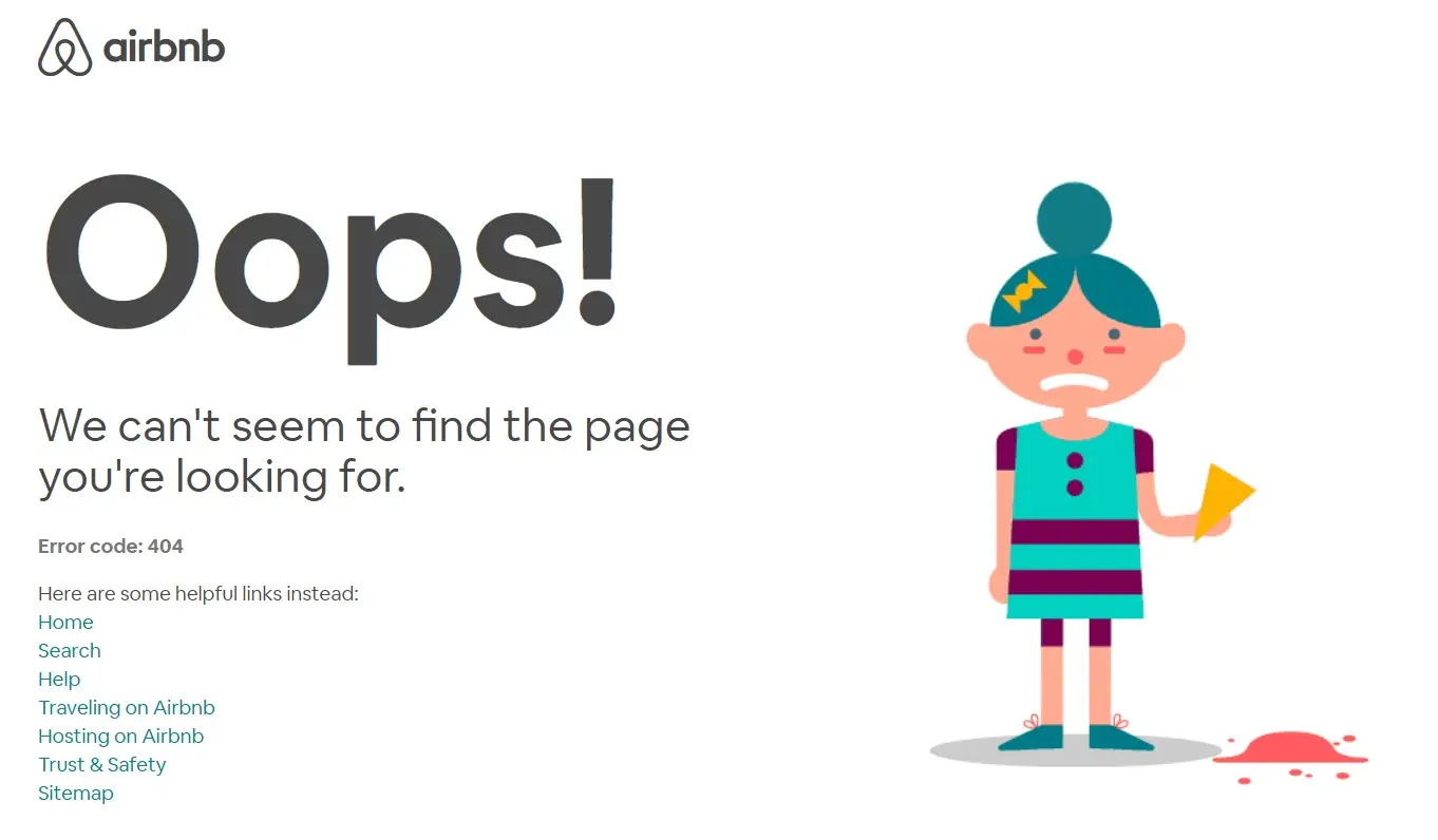 Image: 404 page of Airbnb