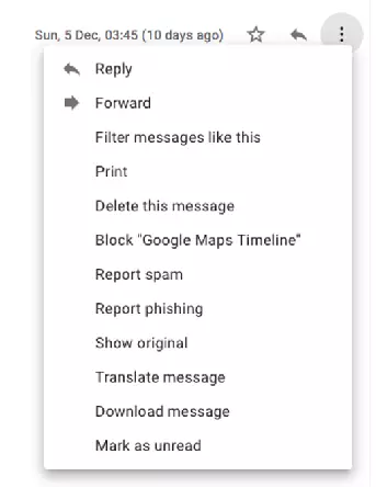 Image: Screenshot of the Gmail menu