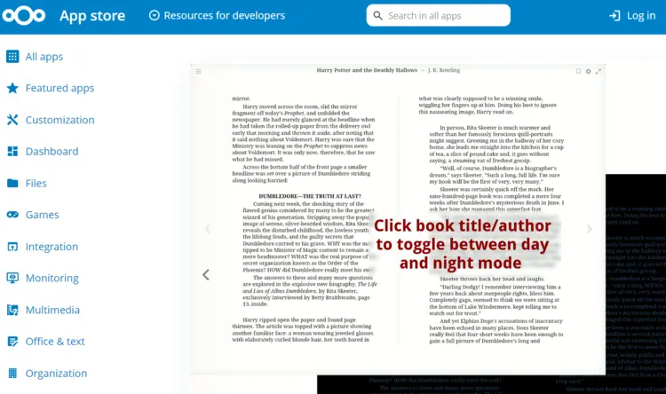 Screenshot of the Reader app on Nextcloud’s website Screenshot of the Reader app on Nextcloud’s website