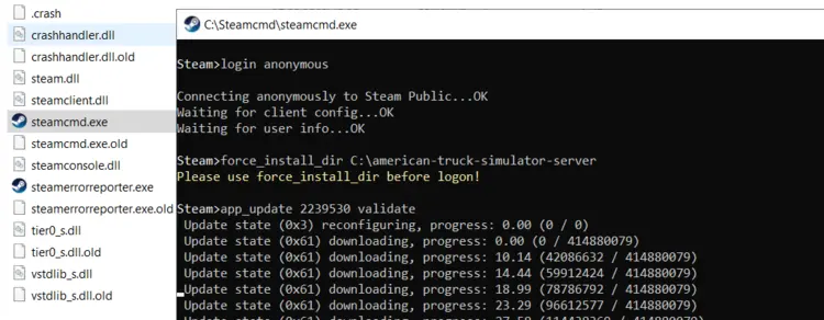 The American Truck Simulator server installation using SteamCMD The American Truck Simulator server installation using SteamCMD