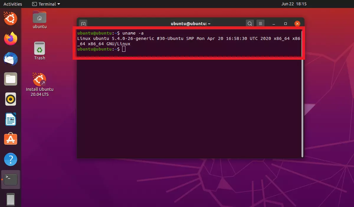 Image: Command “uname -a” in the terminal