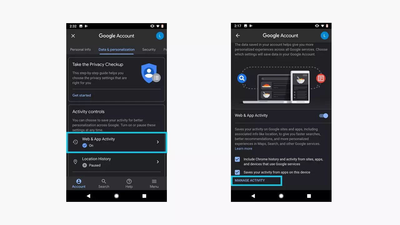Image: Android: Google settings “Data & personalization”