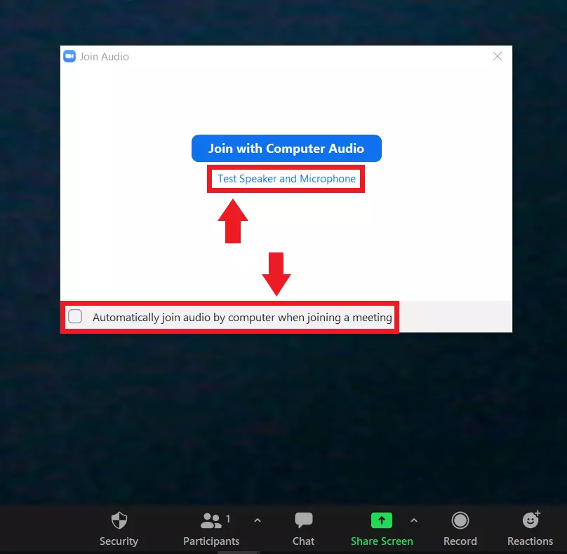 Image: If automatic computer audio connection is disabled, Zoom will ask for access to audio devices