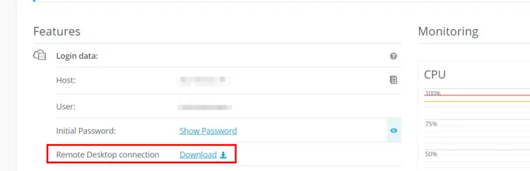 IONOS Cloud Panel: Eco server login data IONOS Cloud Panel: Eco server login data