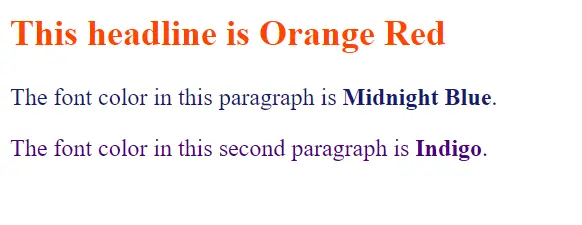 HTML colors: Text example Image: HTML colors: Text example