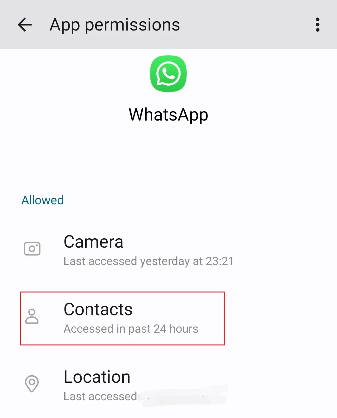 Permissions for WhatsApp on Android Image: Permissions for WhatsApp on Android