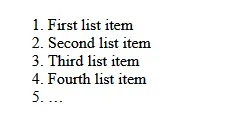 Ordered list examplel Image: Ordered list examplel