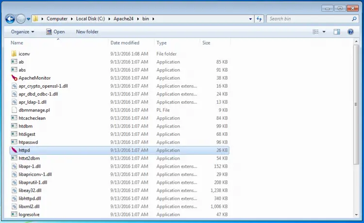 Bin file with the httpd application Bin file with the httpd application