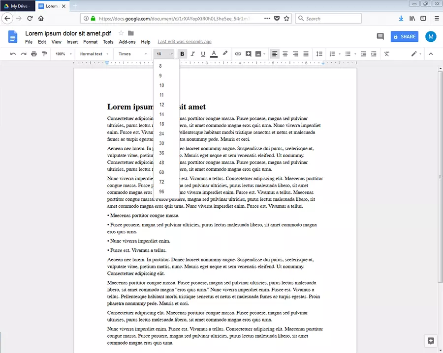 Image: Editing a PDF in Google Docs