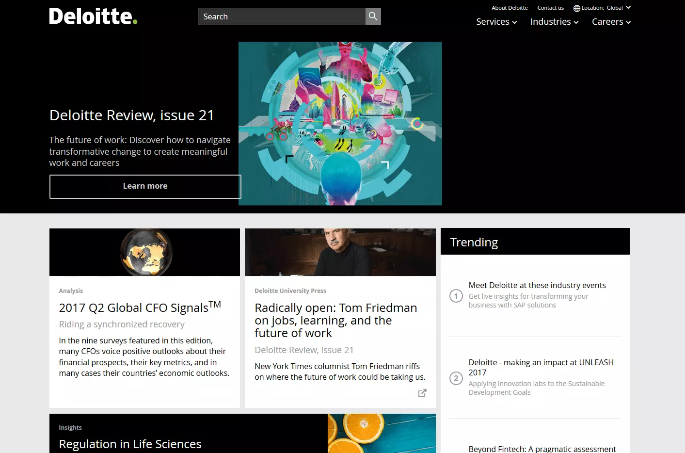 Image: Screenshot of the homepage of Deloitte