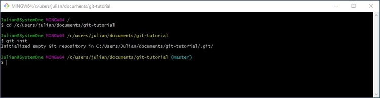 Git-Bash: Changing directories and generating a repository Git-Bash: Changing directories and generating a repository