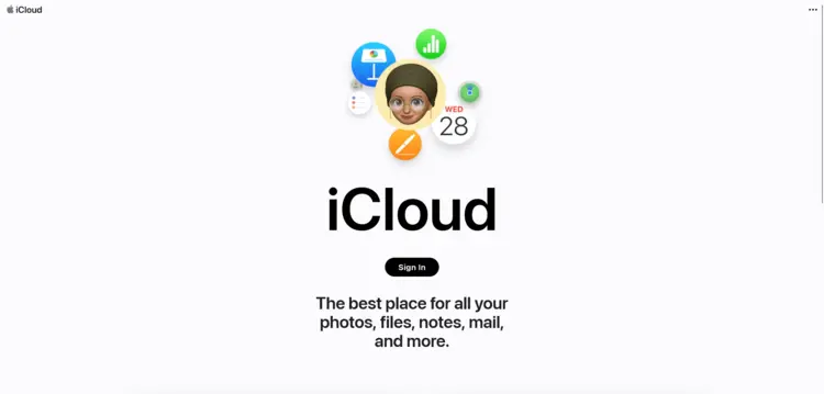 iCloud login page iCloud login page