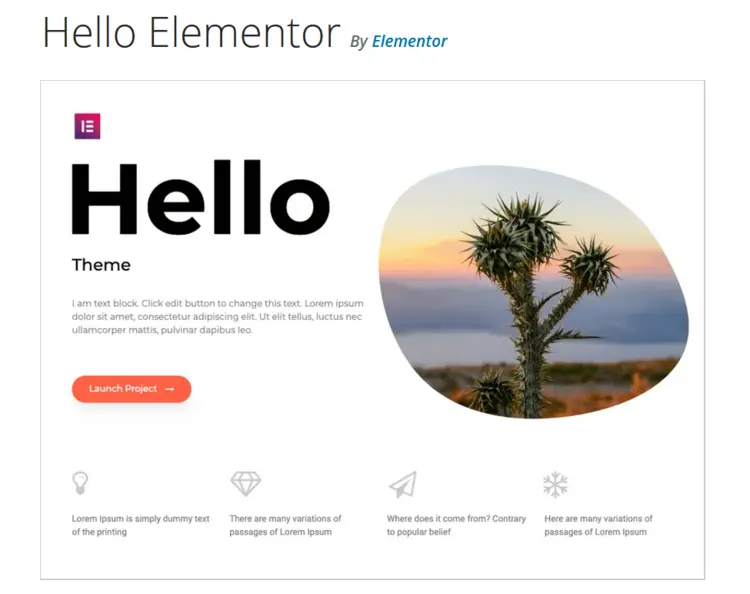 Preview of the WordPress theme “Hello Elementor” on WordPress.org Preview of the WordPress theme “Hello Elementor” on WordPress.org