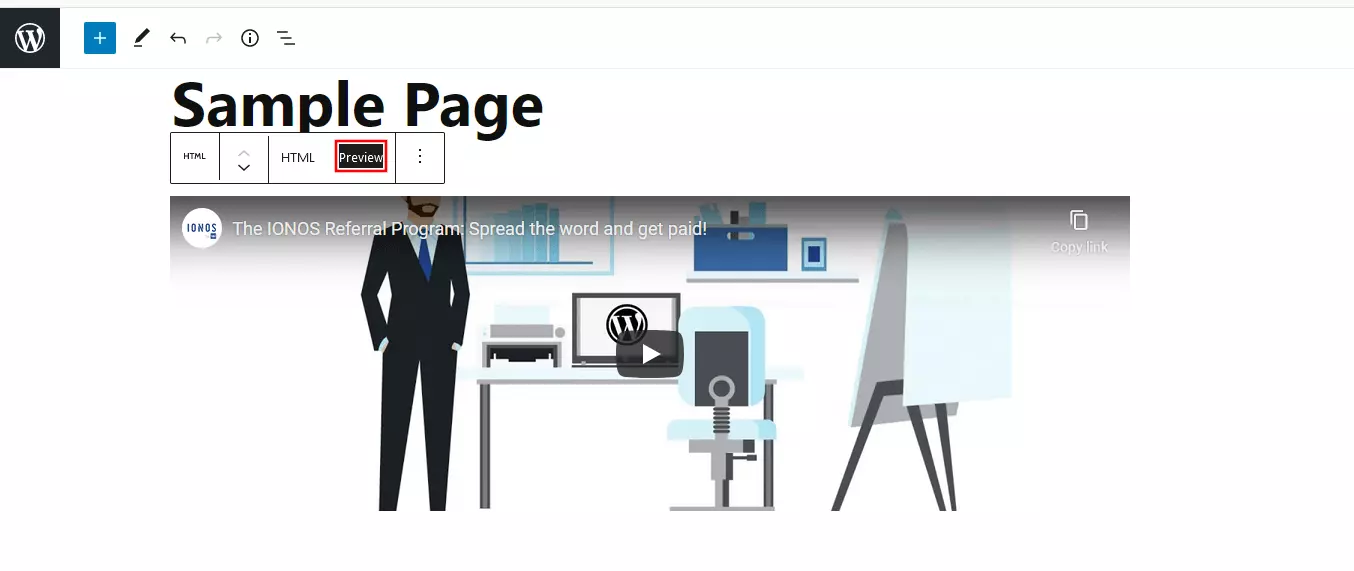 Image: WordPress: Example of embedded YouTube video