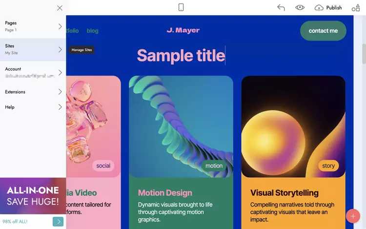 Mobirise user interface Mobirise user interface