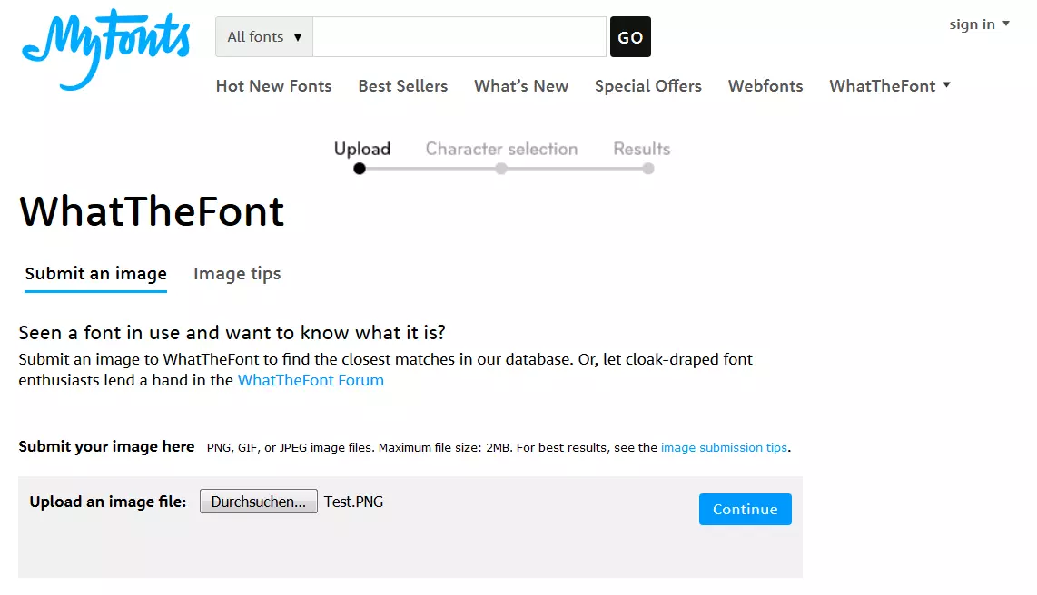Image: Web app upload function