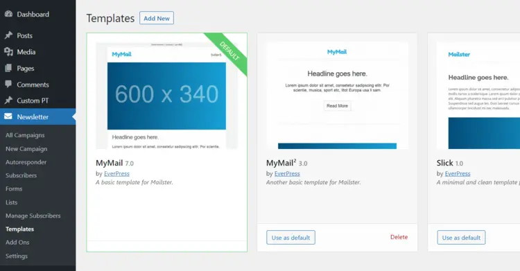 Mailster in WordPress backend Mailster in WordPress backend